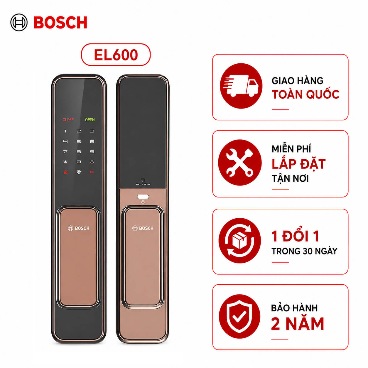 Khóa cửa vân tay Bosch EL600 (Amber Gold)
