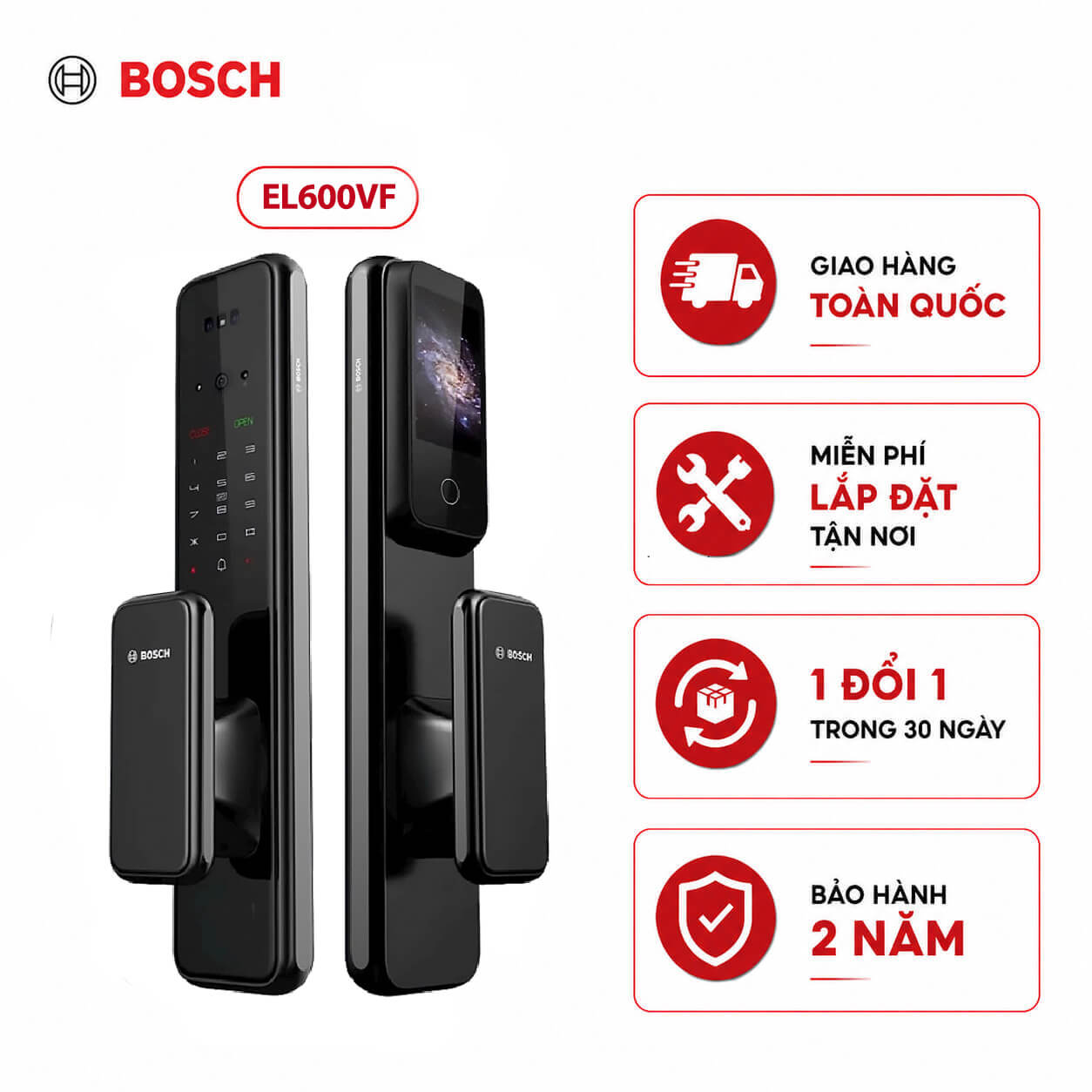 Khóa cửa vân tay Bosch EL600VF (Màu Đen)