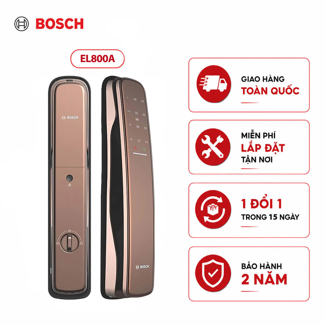 Khóa vân tay điện tử Bosch EL800A (Amber Gold)