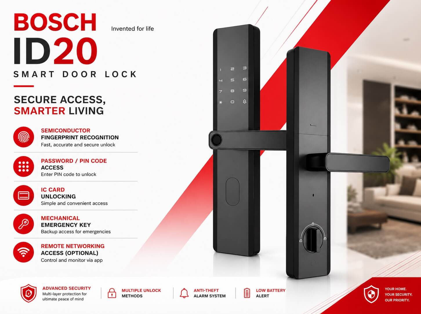 Bosch ID20 Smart Electronic Fingerprint Door Lock