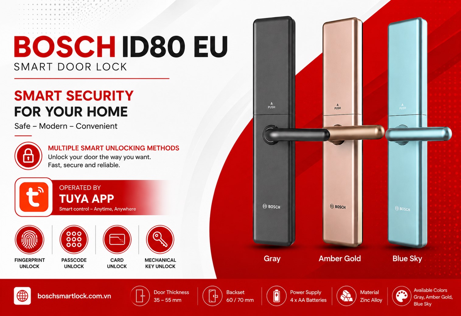 Bosch ID80 EU Smart Electronic Fingerprint Door Lock