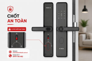 Chốt an toàn trên khóa cửa vân tay