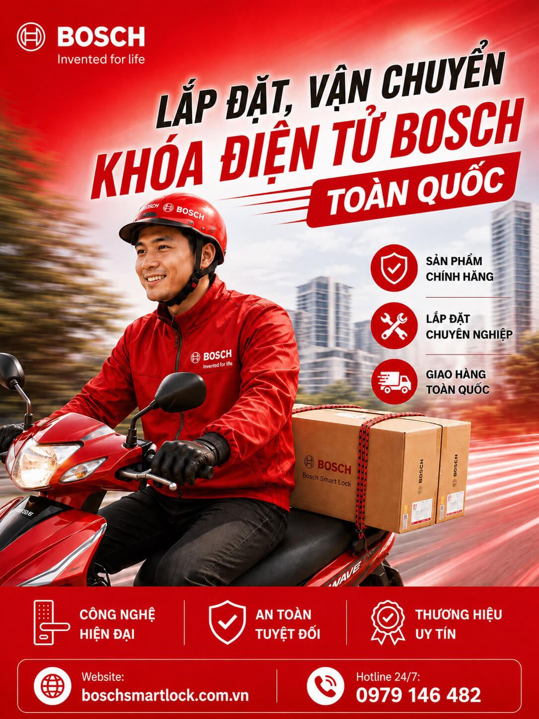 Lắp đặt Khóa cửa vân tay điện tử Bosch tận nơi