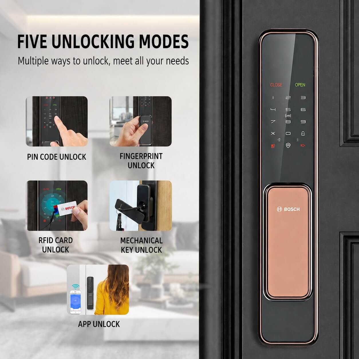 Multiple Unlocking Methods for Maximum Flexibility on Bosch EL600 smart lock