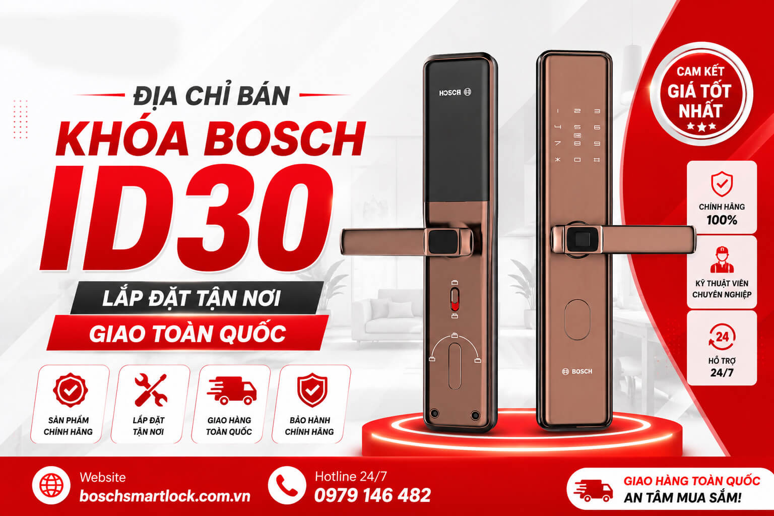 Địa chỉ bán khóa Bosch ID30 chính hãng lắp đặt tận nơi giao hàng toàn quốc