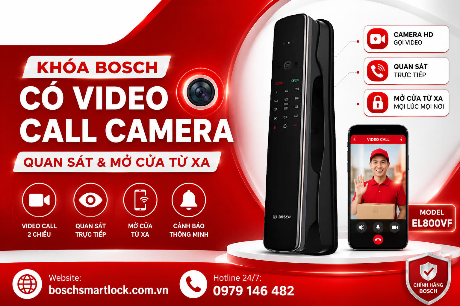 Khóa Bosch có Video Call Camera quan sát và mở cửa từ xa