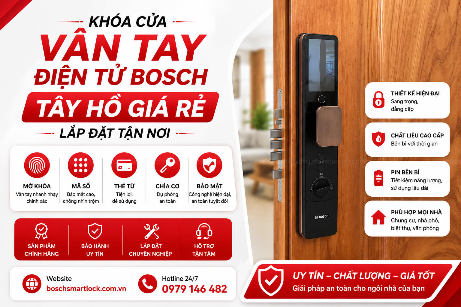 Khóa cửa vân tay điện tử Bosch Tây Hồ giá rẻ lắp đặt tận nơi