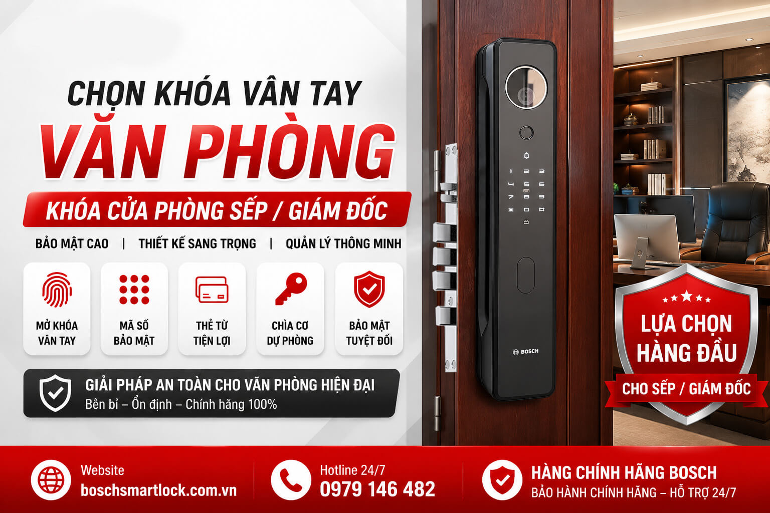 Khóa vân tay Bosch cho văn phòng giám đốc và phòng làm việc
