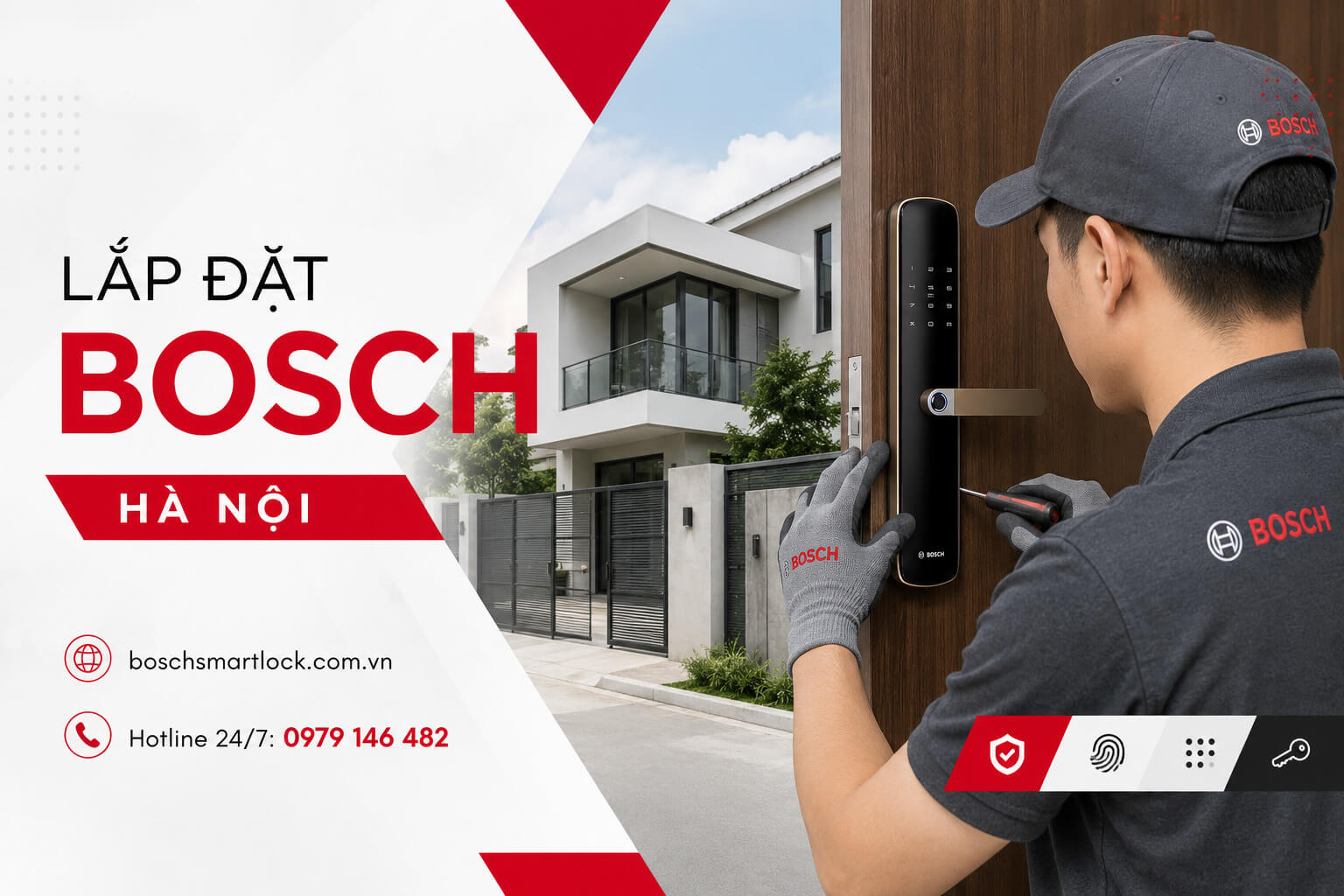 Lắp đặt khóa Bosch Hà Nội chính hãng