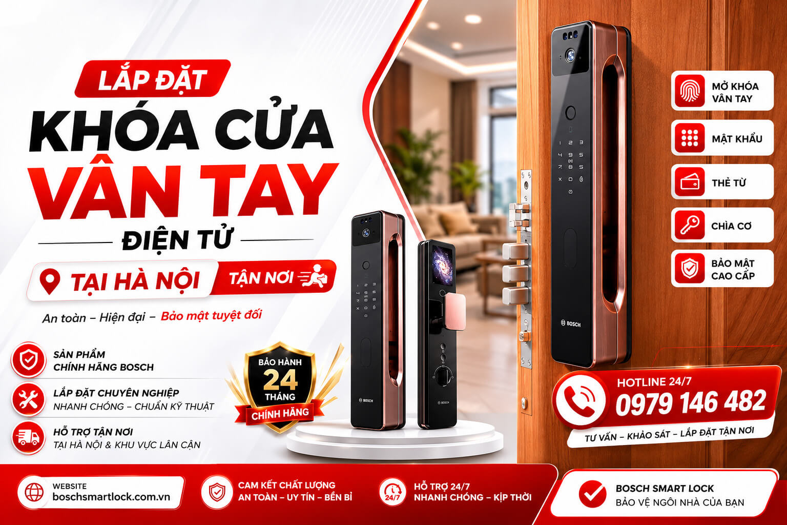 Lắp đặt khoá cửa vân tay điện tử tại Hà Nội